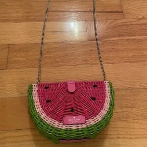 Rare Kate Spade Woven Pink and Green Watermelon Bag